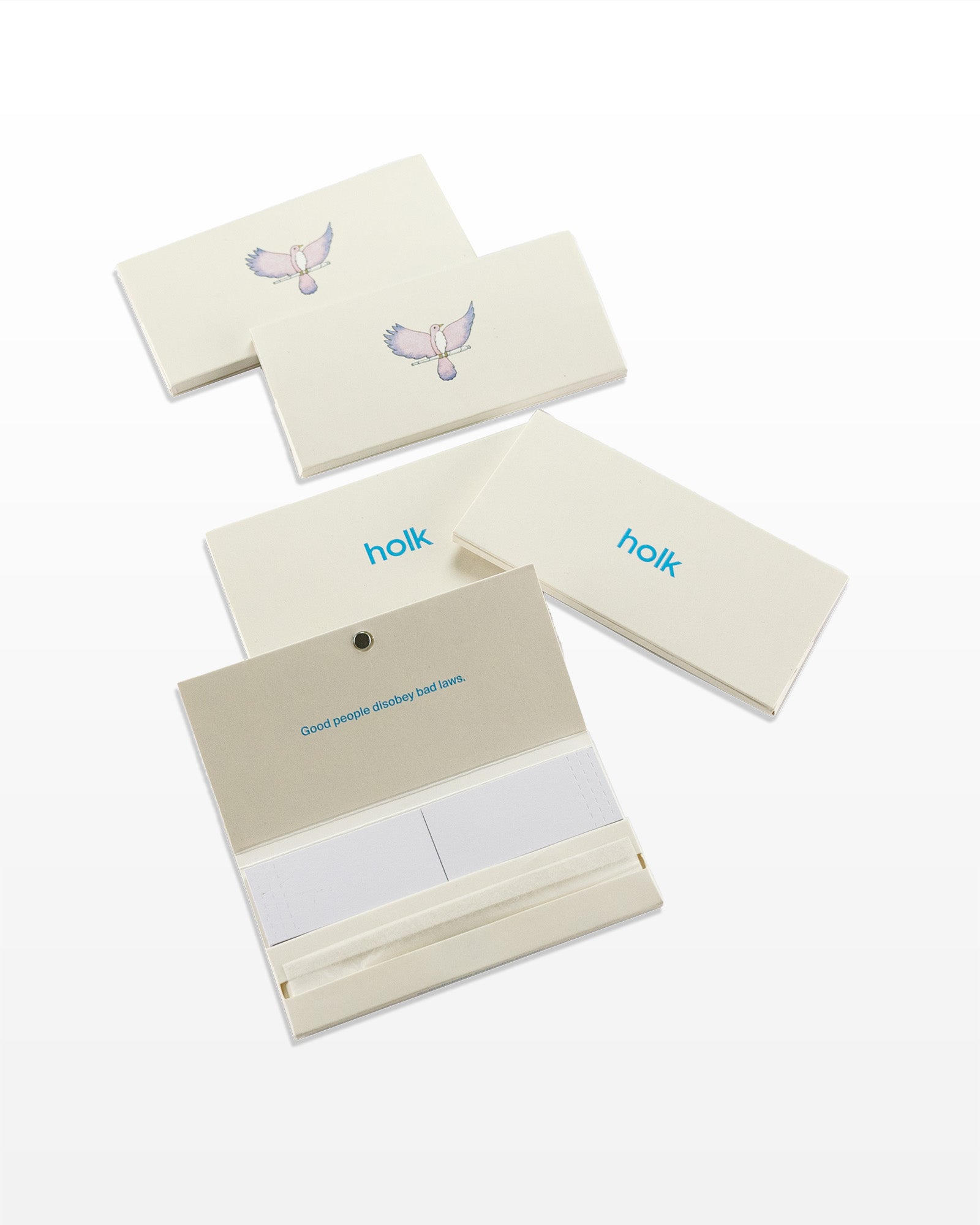 Set of five white holk papers