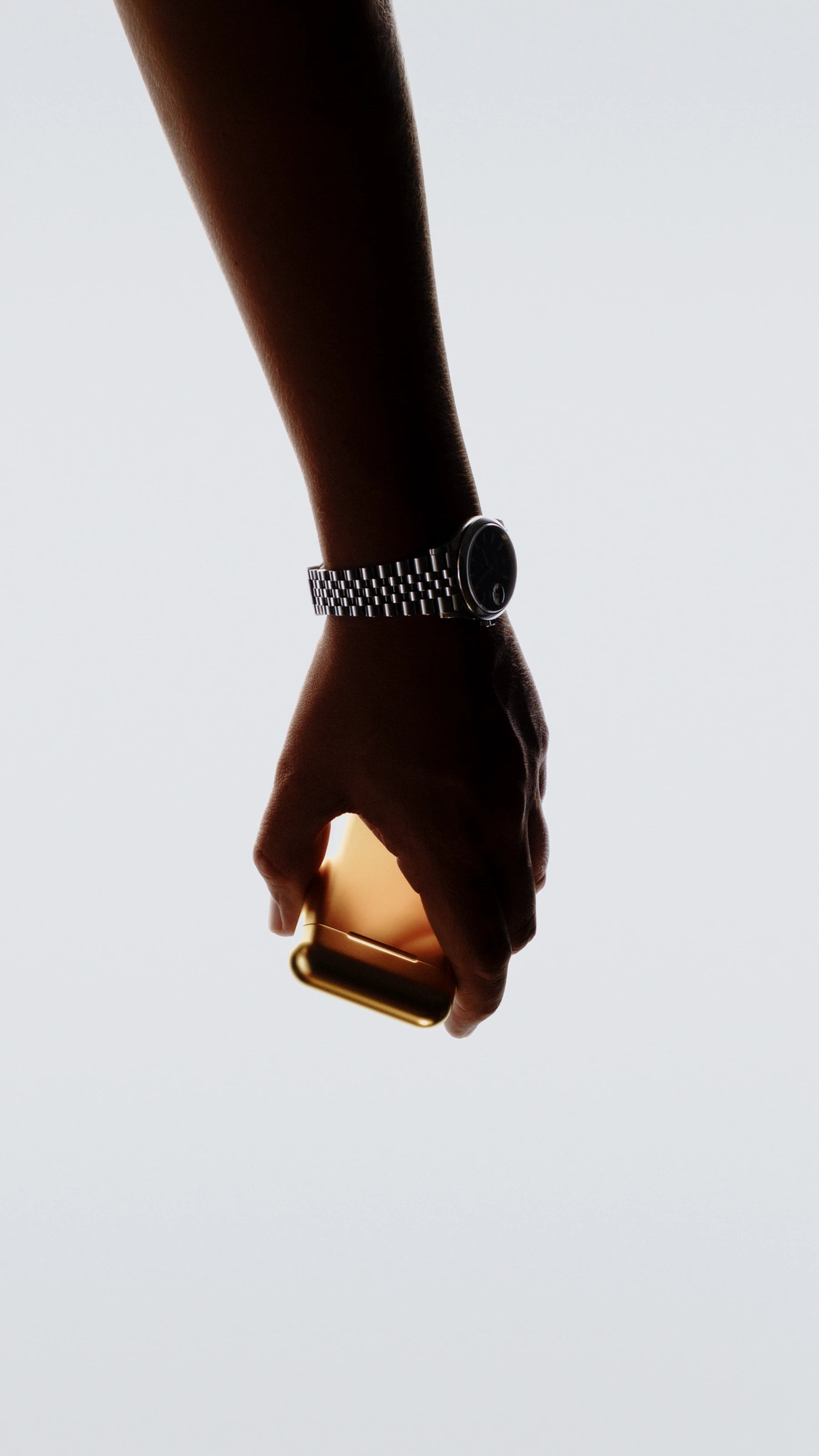 Hand holding the Carry Case Gold